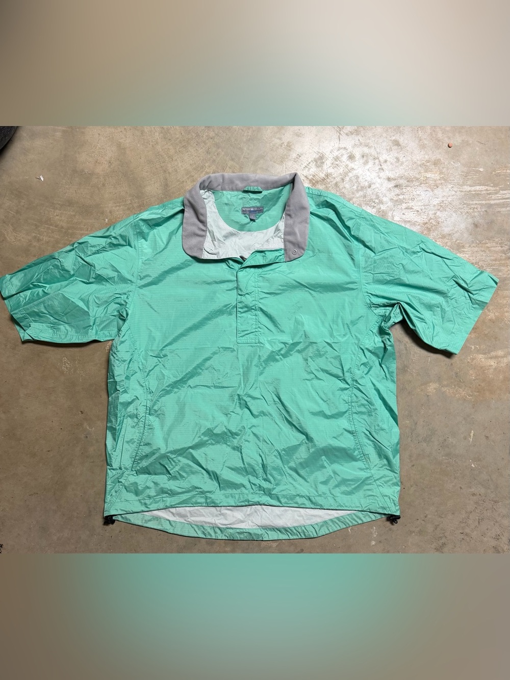 Peter Millar Mint Green Short Sleeve Pullover with Gray Collar